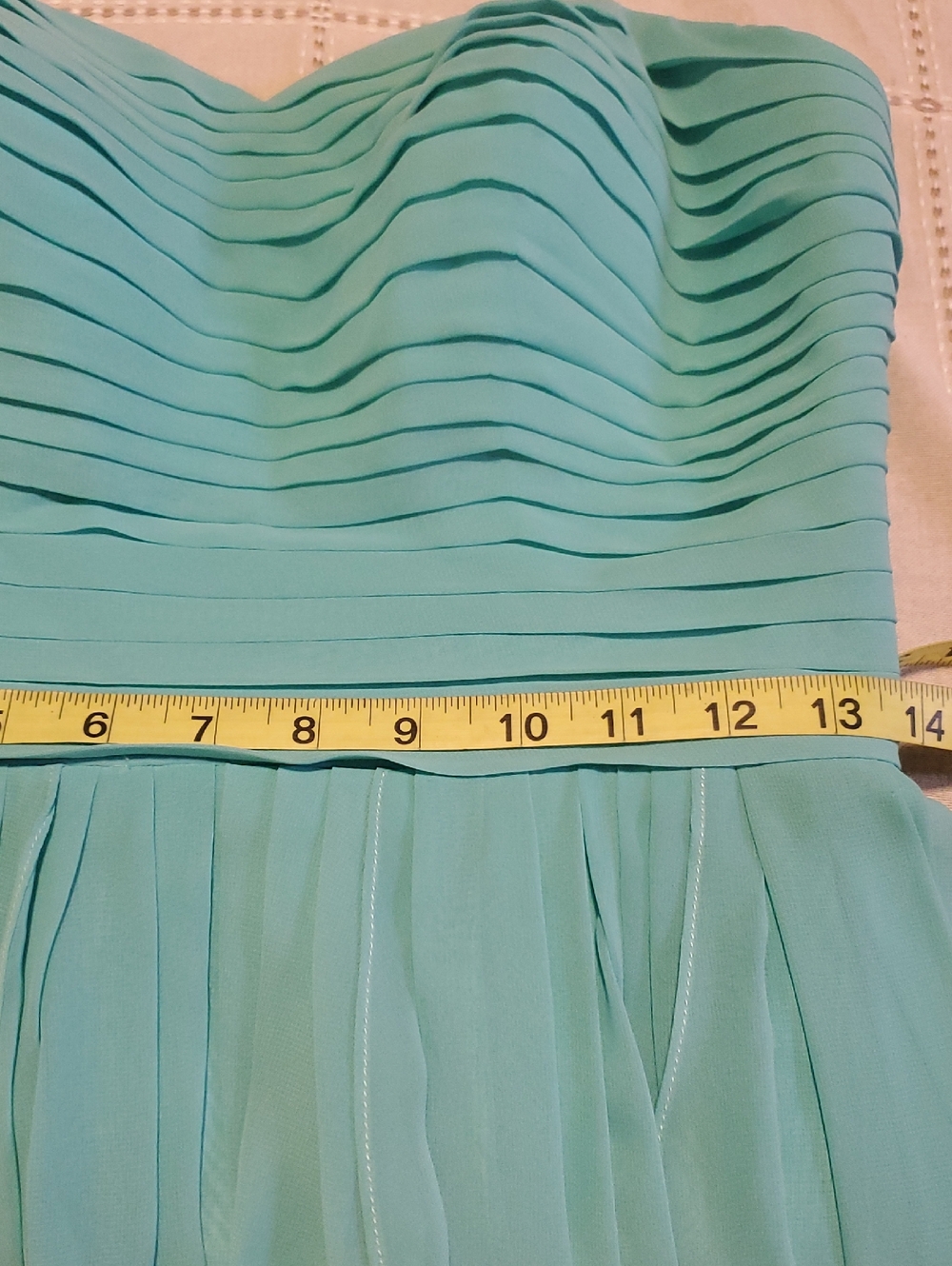 Azazie Strapless High-Low Chiffon Dress in Turquoise Blue, Size M - Picture 12 of 12